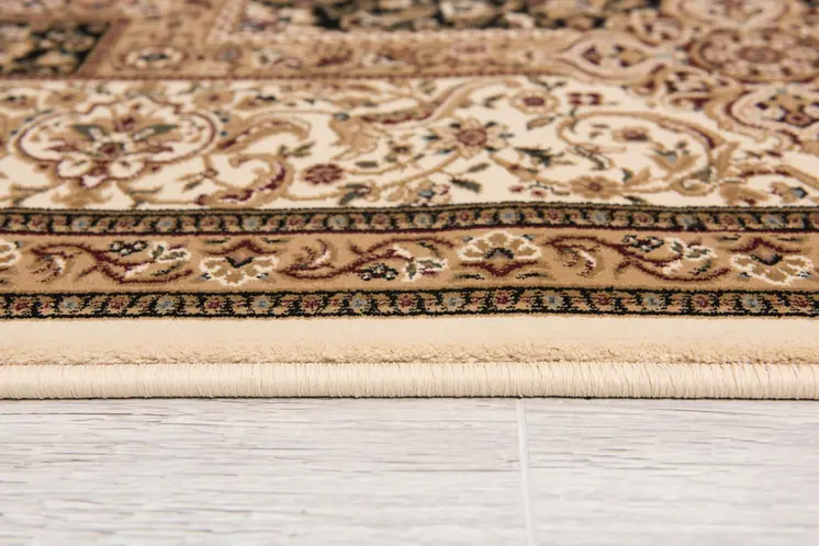 5' X 8' Black And Ivory Oriental Area Rug