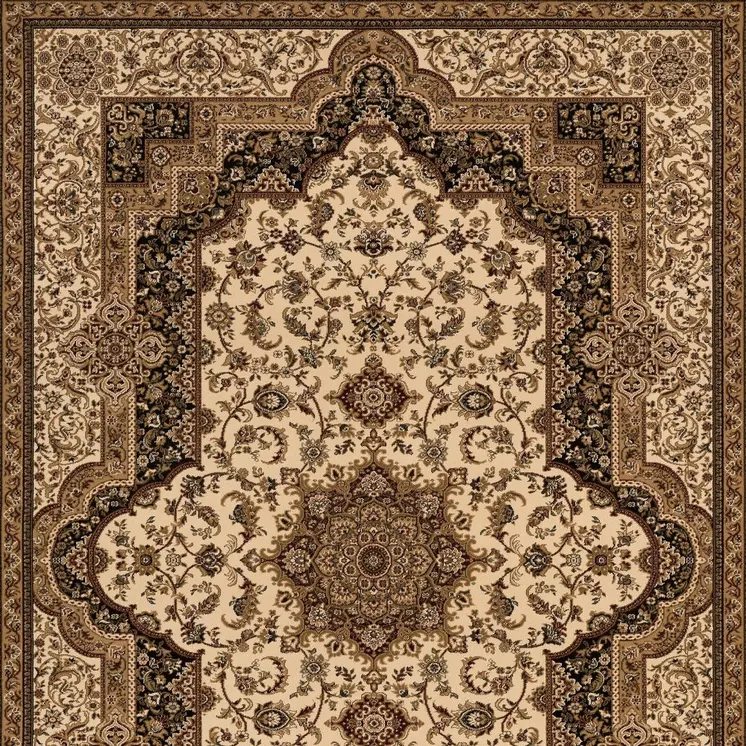 5' X 8' Black And Ivory Oriental Area Rug