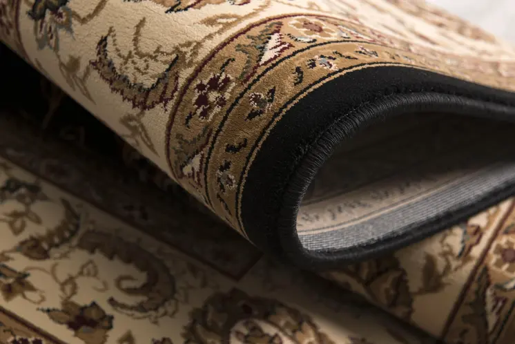 7' X 9' Black And Ivory Oriental Area Rug