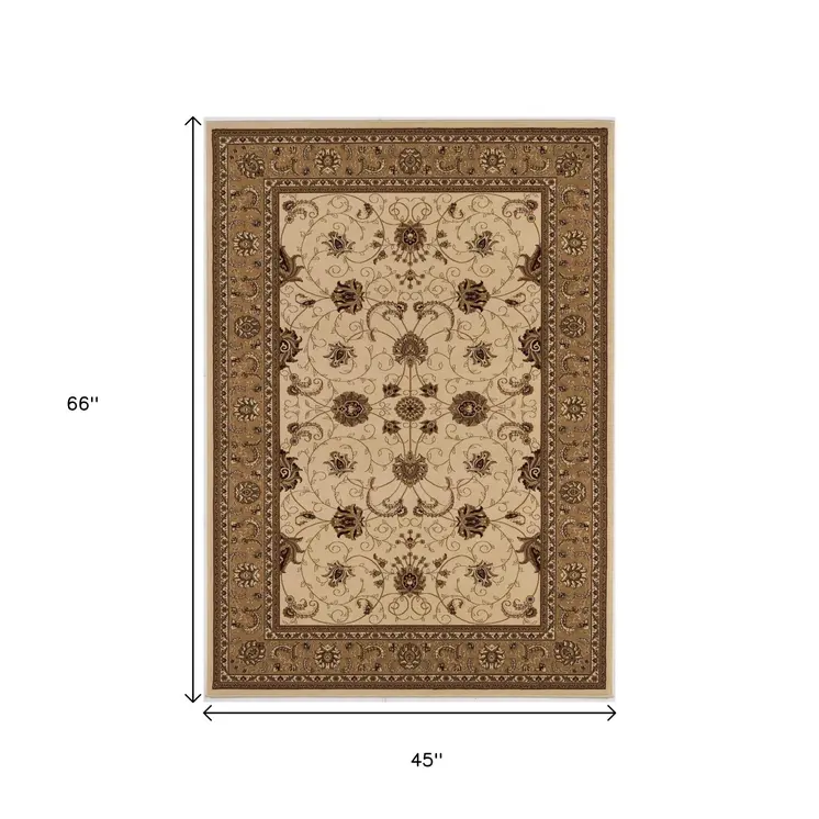 4' X 6' Beige And Ivory Oriental Area Rug