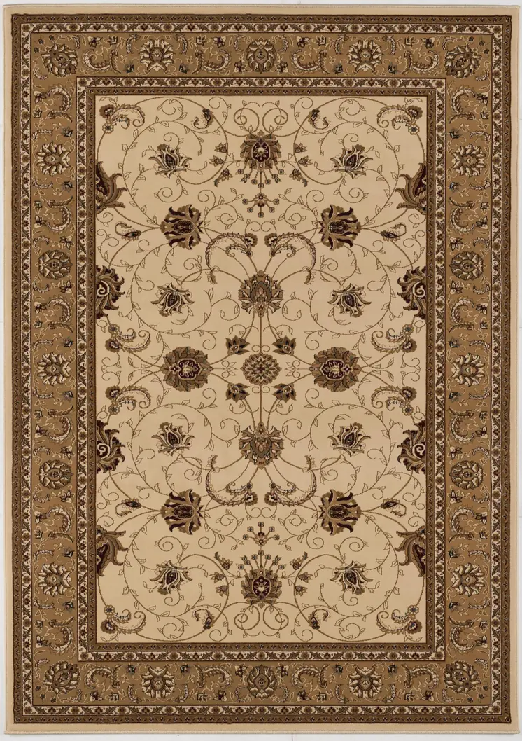 5' X 8' Beige And Ivory Oriental Area Rug