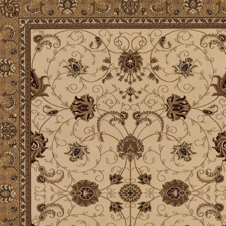 5' X 8' Beige And Ivory Oriental Area Rug