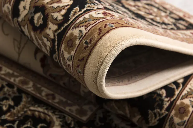 15' Black And Ivory Oriental Runner Rug