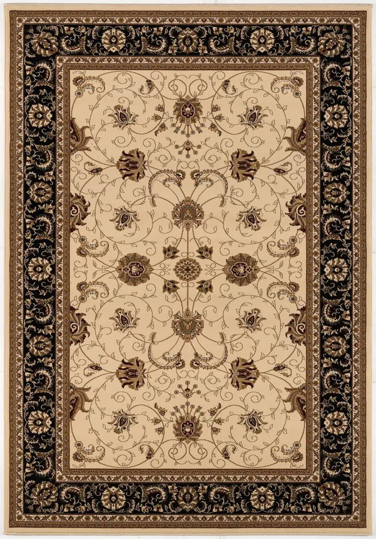 4' X 6' Black And Ivory Oriental Area Rug