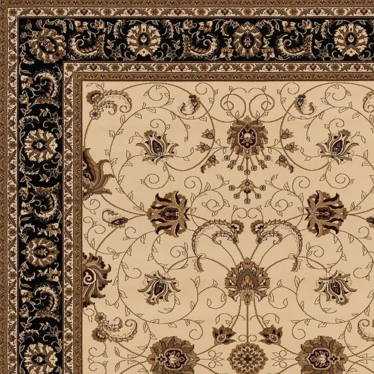 5' X 8' Black And Ivory Oriental Area Rug