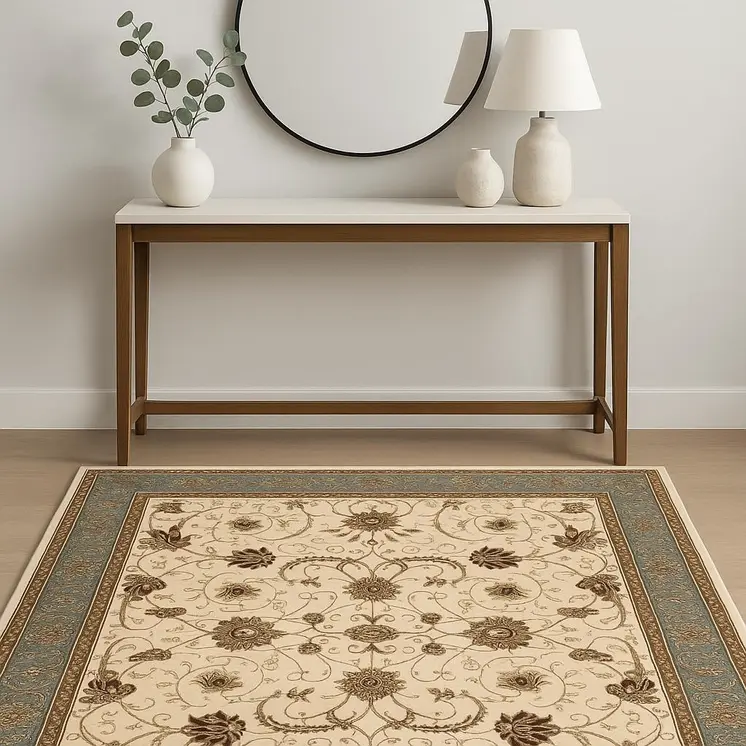 4' X 6' Blue And Ivory Oriental Area Rug