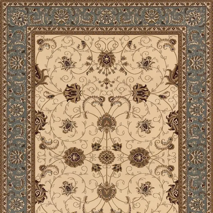 5' X 8' Blue And Ivory Oriental Area Rug