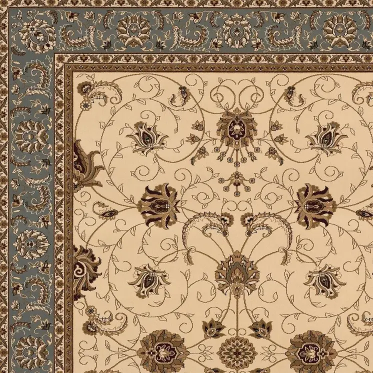 7' X 9' Blue And Ivory Oriental Area Rug