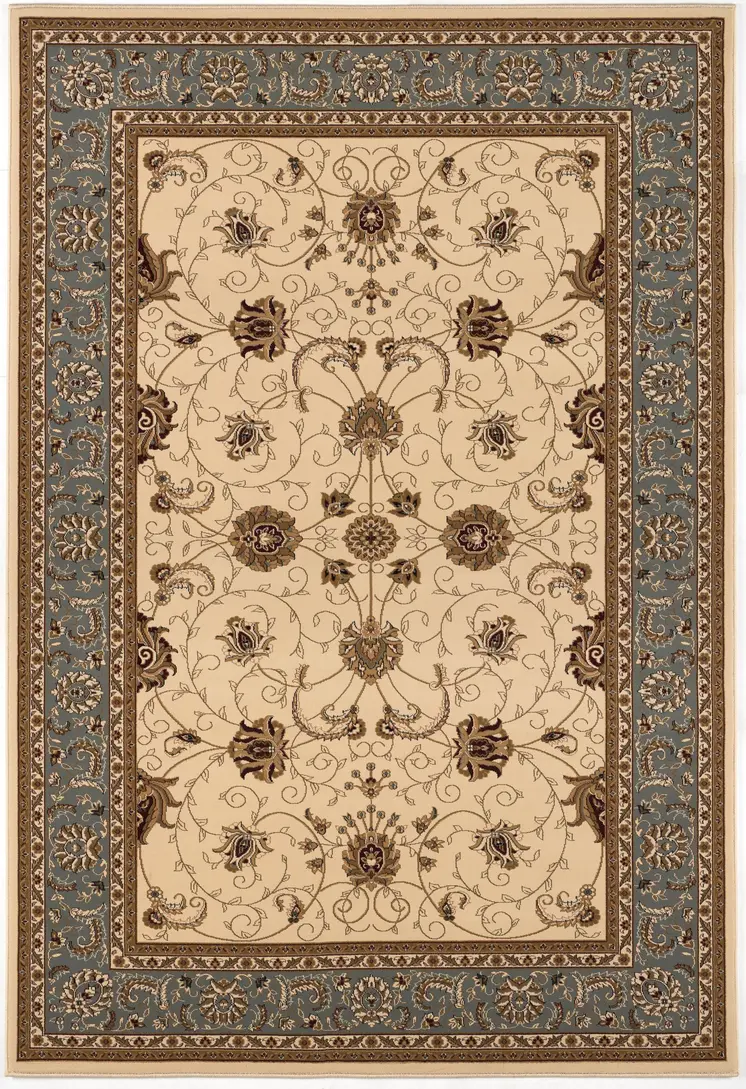 8' X 11' Blue And Ivory Oriental Area Rug