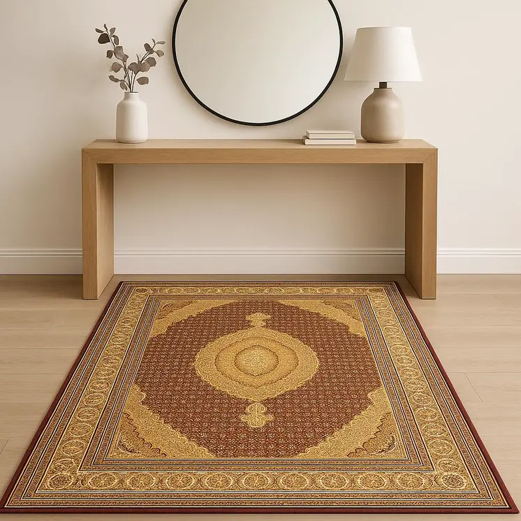 4' X 6' Red And Beige Oriental Area Rug