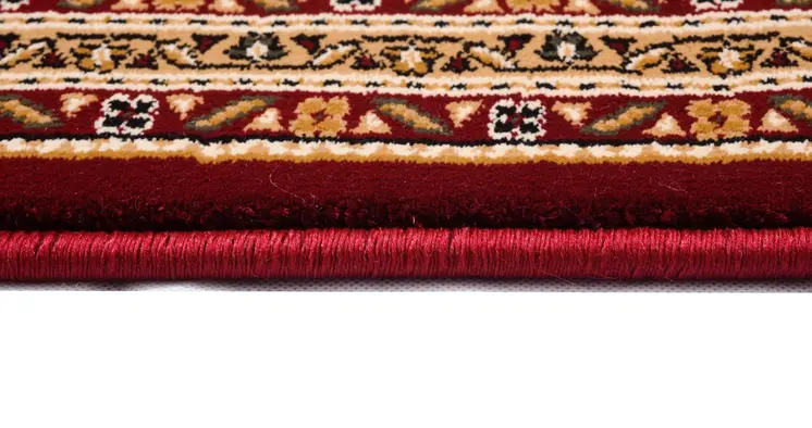5' Red Round Oriental Power Loom Area Rug