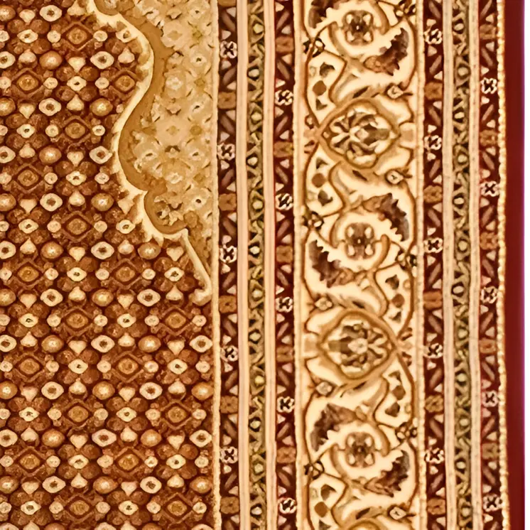 5' Red Round Oriental Power Loom Area Rug