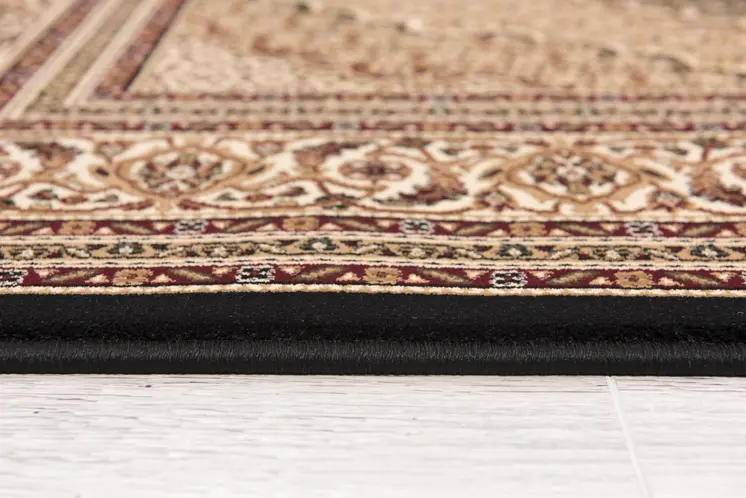 10' Beige And Black Medallion Runner Rug