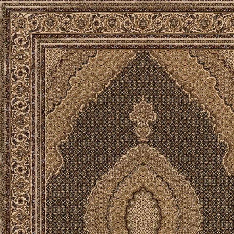 10' Beige And Black Medallion Runner Rug