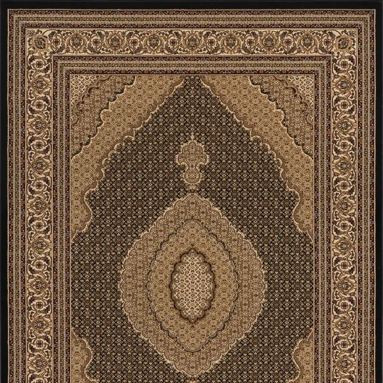10' Beige And Black Medallion Runner Rug
