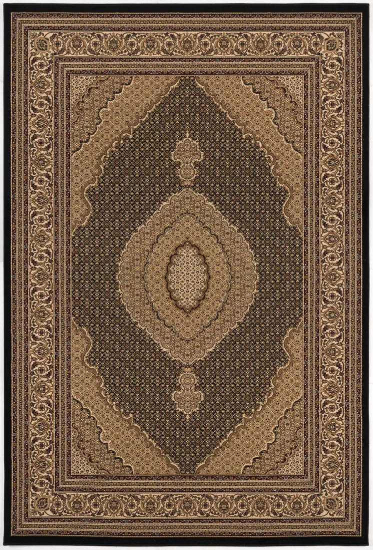 20' Beige And Black Medallion Runner Rug