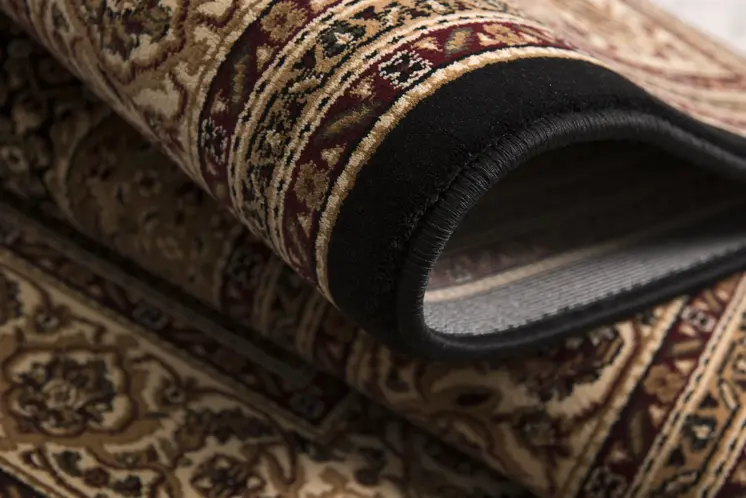 8' Beige And Black Medallion Runner Rug