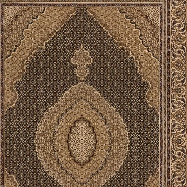 8' X 11' Beige and Black Medallion Power Loom Area Rug