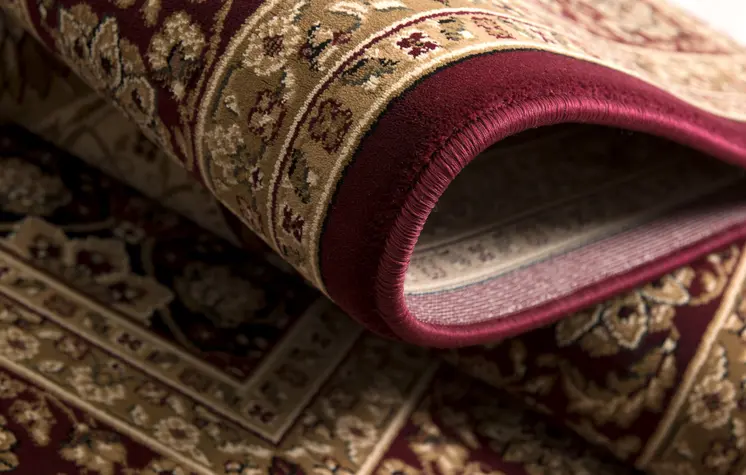 5' X 8' Red and Beige Oriental Power Loom Area Rug