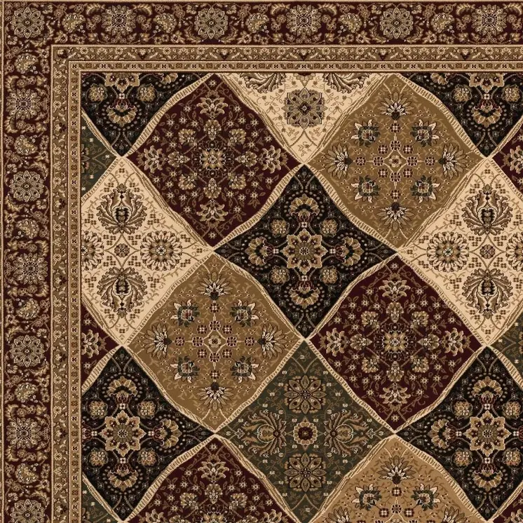 8' X 11' Red and Beige Oriental Power Loom Area Rug