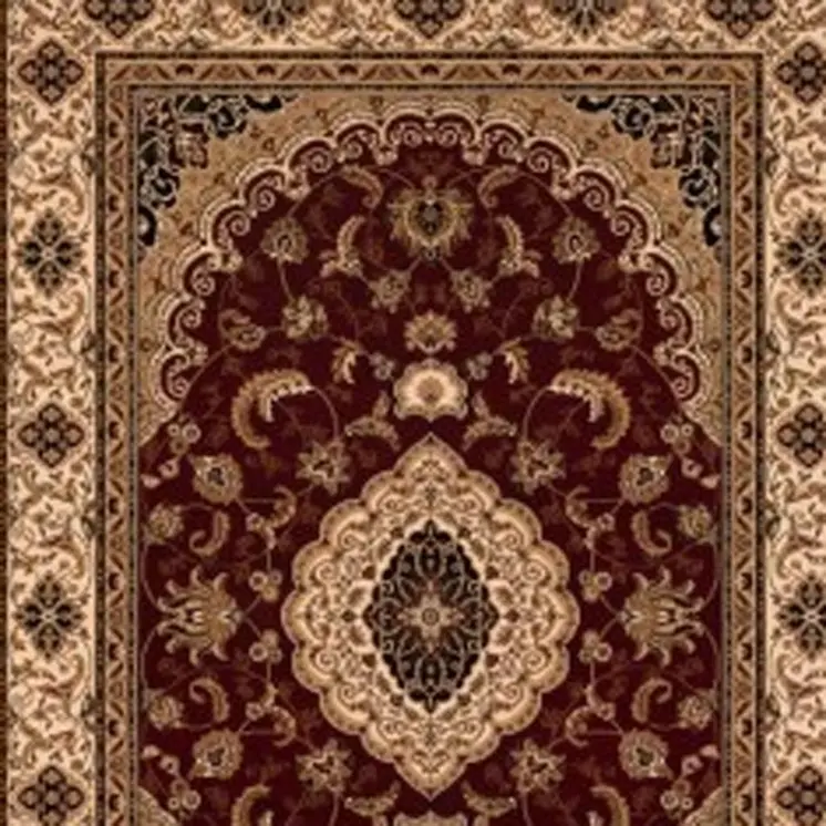 4' X 6' Red and Beige Floral Medallion Power Loom Area Rug