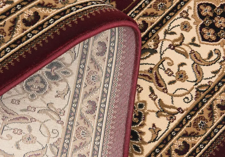 5' X 8' Red and Beige Floral Medallion Power Loom Area Rug