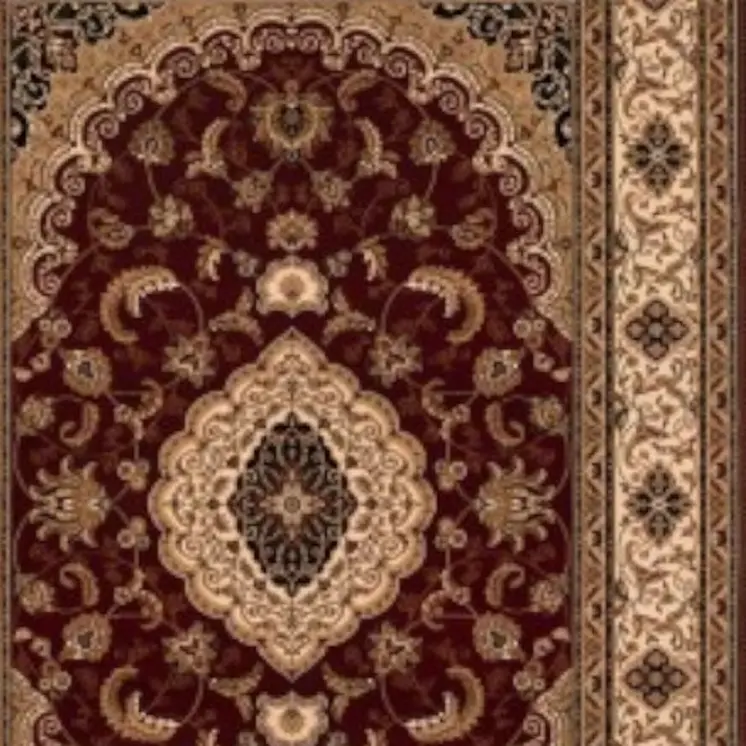 5' X 8' Red and Beige Floral Medallion Power Loom Area Rug