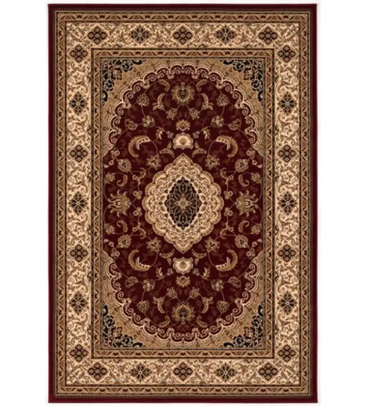 7' X 9' Red and Beige Floral Medallion Power Loom Area Rug