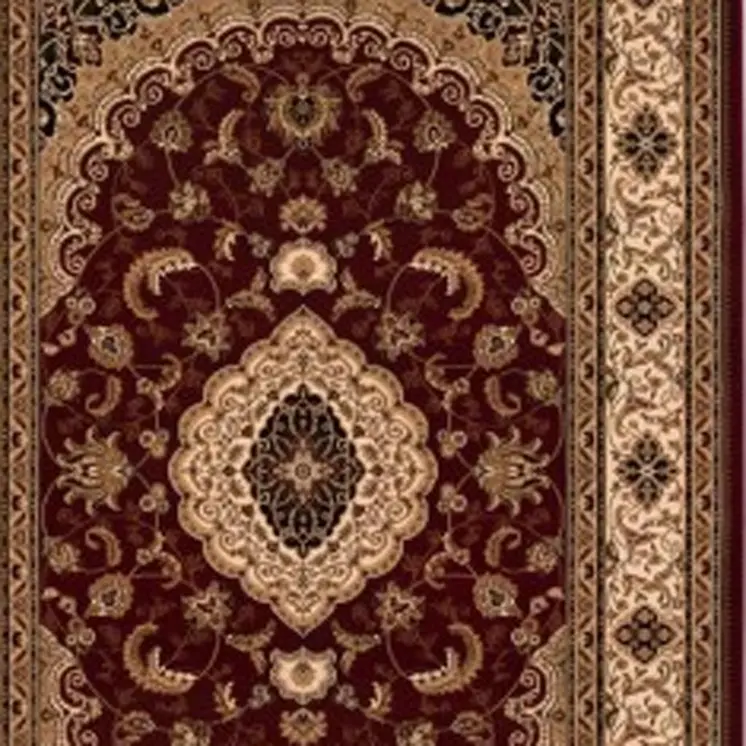 7' X 9' Red and Beige Floral Medallion Power Loom Area Rug