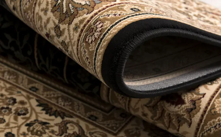 15' Beige And Black Medallion Runner Rug