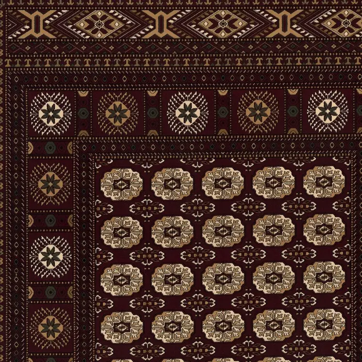 5' X 8' Red and Ivory Floral Medallion Power Loom Area Rug