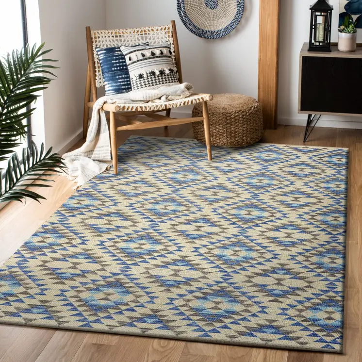 3' x 4' Blue Decorative Lattice Area Rug