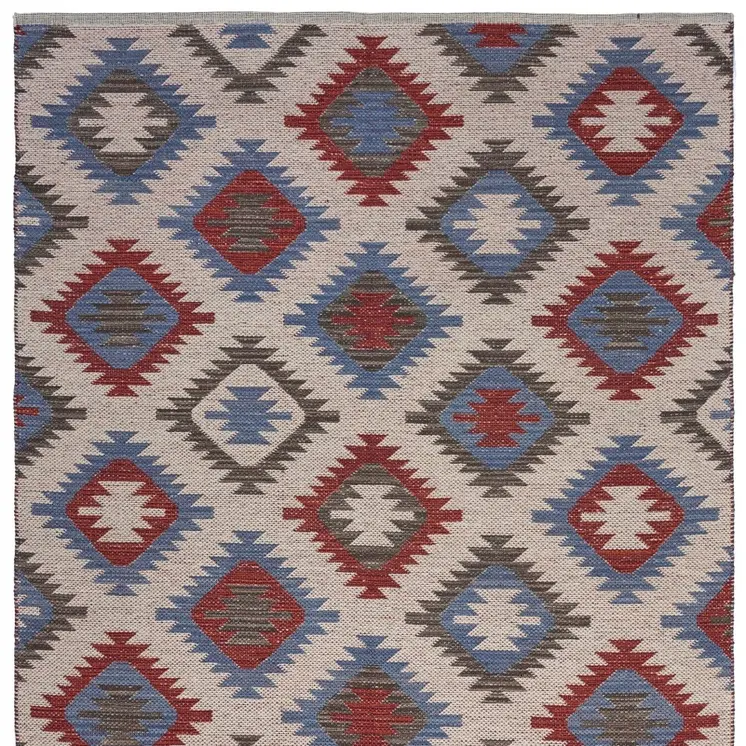 3' x 4' Red and Blue Geometric Diamonds Area Rug