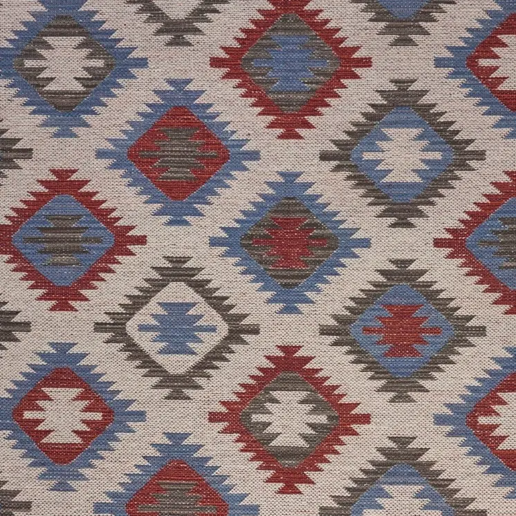 3' x 4' Red and Blue Geometric Diamonds Area Rug