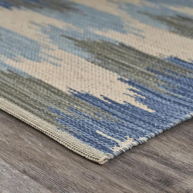 3' X 4' Blue and Ivory Flatweave Handmade Area Rug