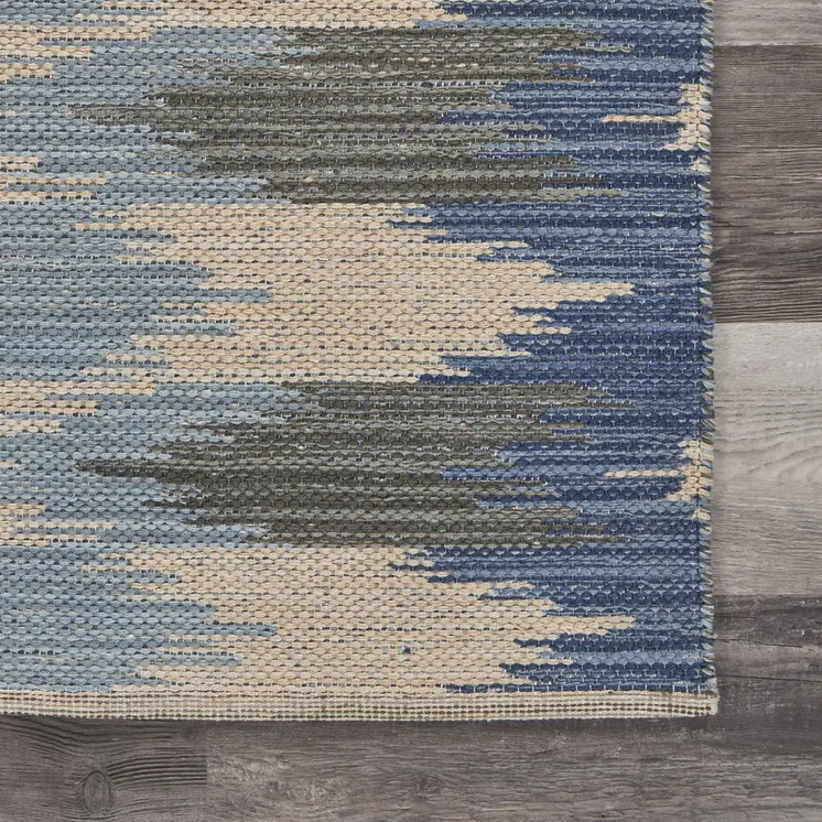 3' X 4' Blue and Ivory Flatweave Handmade Area Rug