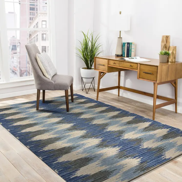 3' X 4' Blue and Ivory Flatweave Handmade Area Rug