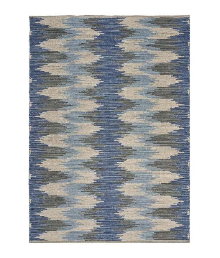 3' X 4' Blue and Ivory Flatweave Handmade Area Rug