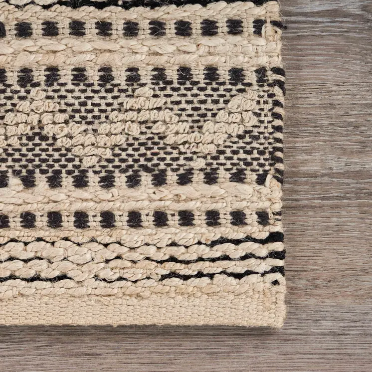 9' X 12' Black and Blush Chevron Stripe Area Rug