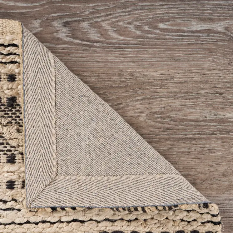 9' X 12' Black and Blush Chevron Stripe Area Rug
