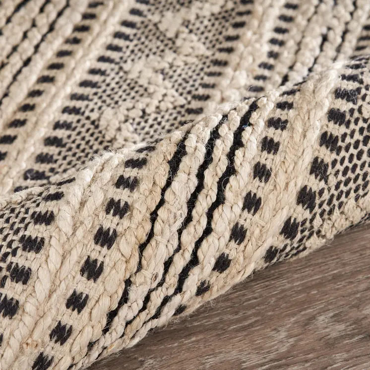 9' X 12' Black and Blush Chevron Stripe Area Rug