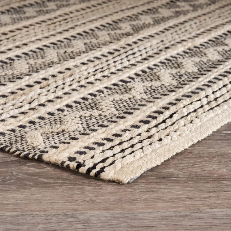 9' X 12' Black and Blush Chevron Stripe Area Rug