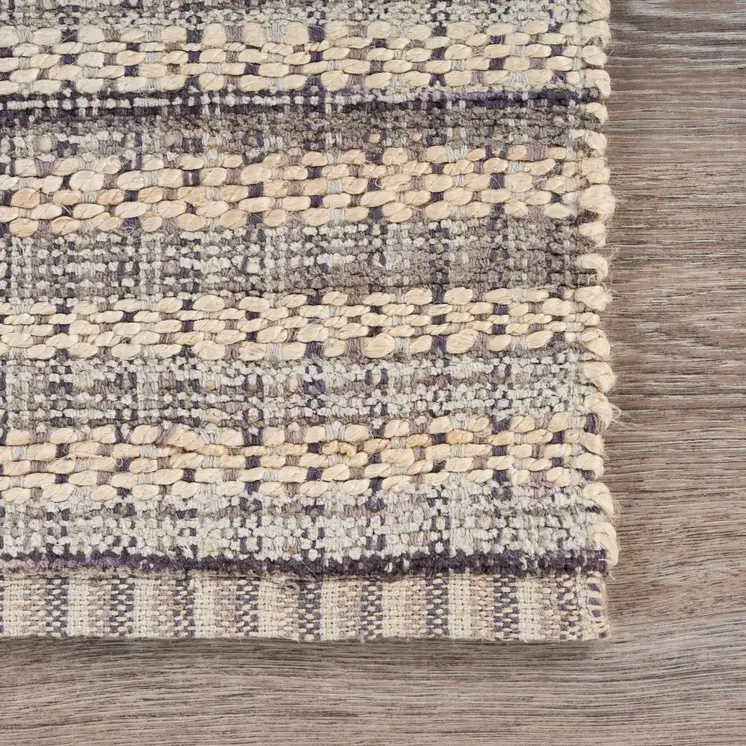 9' X 12' Brown and Gray Striped Area Rug