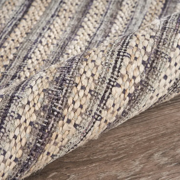 9' X 12' Brown and Gray Striped Area Rug