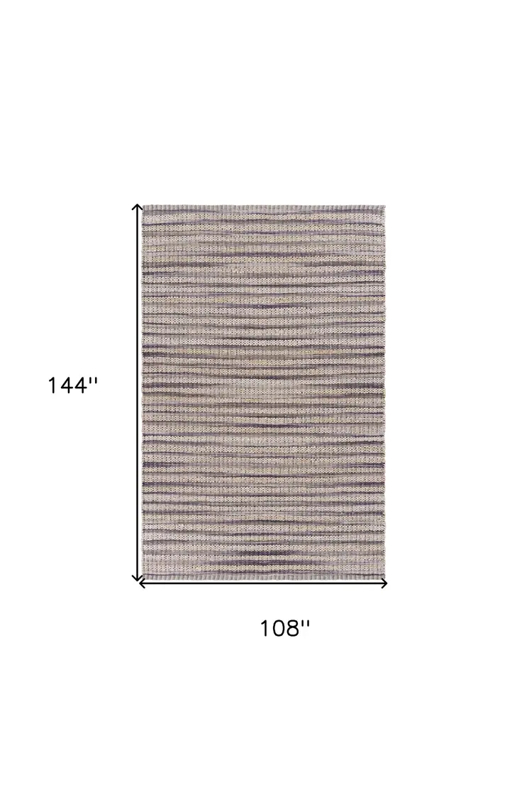 9' X 12' Brown and Gray Striped Area Rug