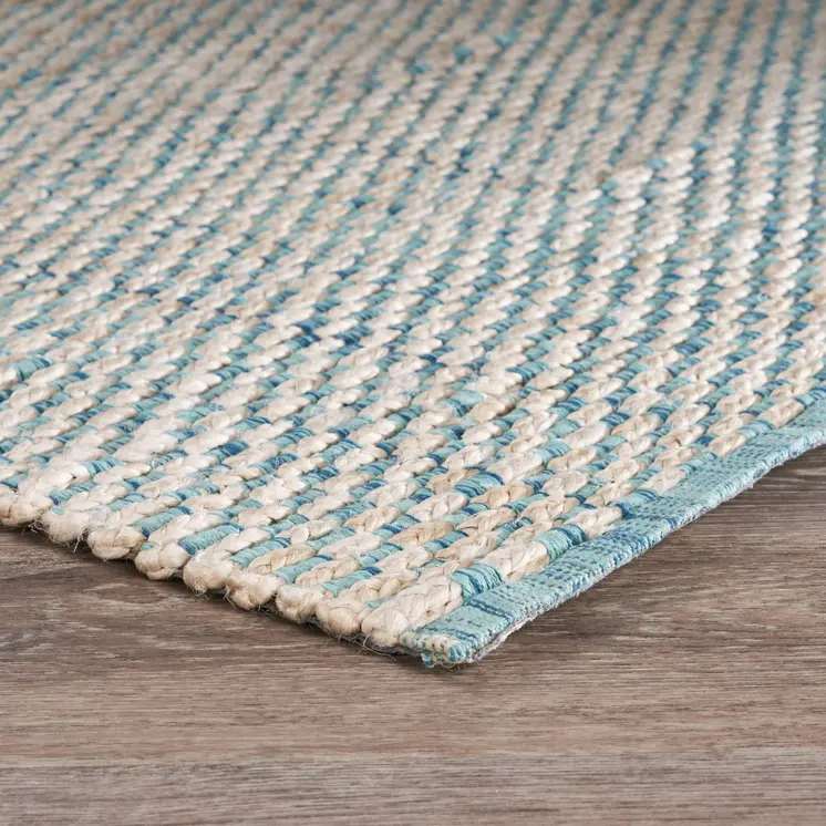 9' X 12' Blue and Beige Toned Area Rug