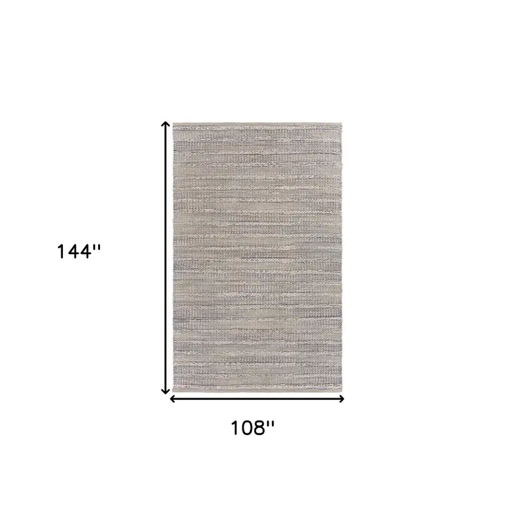 9' X 12' Blue and Cream Braided Jute Area Rug