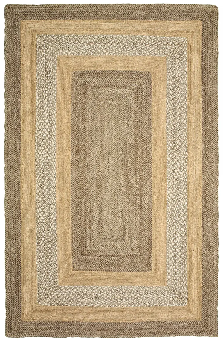 4' X 6' Tan and Beige Bordered Area Rug