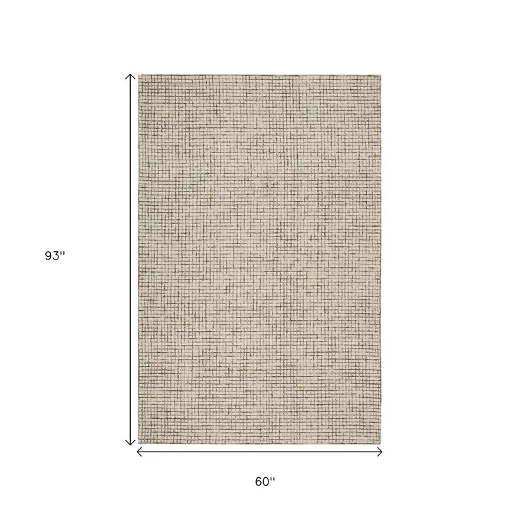 5' X 8' Tan Wool Hand Loomed Area Rug