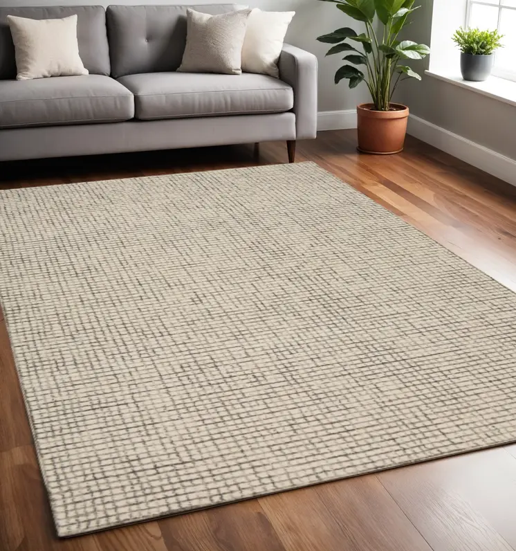 5' X 8' Tan Wool Hand Loomed Area Rug